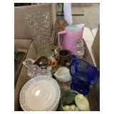 Pitcher, thermometer, and misc glassware