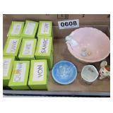 Mosser glass clowns,bunny bowl and more