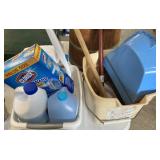 Household cleaners, bucket and more