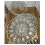 Glass platters, egg server, salt & pepper, more