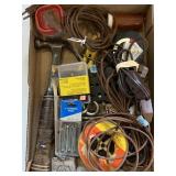 Hammer, nails, extension cords, tape measure, more