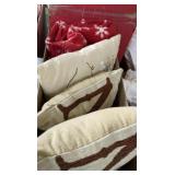 Christmas throw pillows, fleece blanket