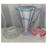 Czech vase, Opalescent vase &  Art glass piece
