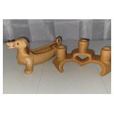 Weller Pottery, Daschund and candelabra
