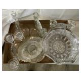 Glass candelabras, dishes