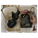 Dish pan, lantern, basket and umbrella