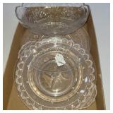 Pattern glass bowl, plate and serving dishes