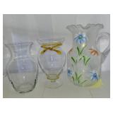 Fenton pitcher and glass vases