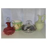 Cruets, shaving mug and candy dish