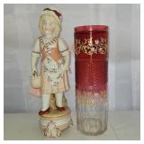 Bohemian vase and Bisque figurine