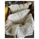 Crocheted pillows and table cloths