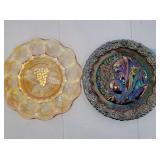 Fenton Madonna and Carnival glass grape plates
