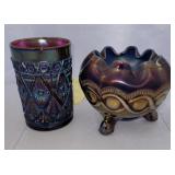 Northwood rose bowl and Amethyst tumbler