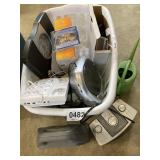 Landline phones, clock radio, CD player, scale