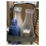 Milk bottle carrier and milk bottles