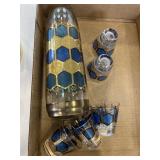 Glass shaker and shot glasses