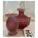 Pink hobnail glass
