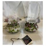 Fenton Vasa Murrhina basket and vase