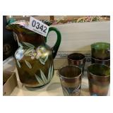 Victorian carnival glass water set