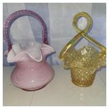(2) Fenton Glass Baskets