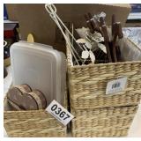 (3) baskets, lofa, mirror and more