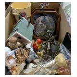 Figurines, metal bucket, pictures and more