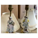 (2) Vintage Porcelain Figurine lamps