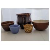 Crock bowls and vase