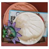 Metal sign and clay wall art pcs