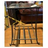 Metal and glass top table (16'x16'x24')