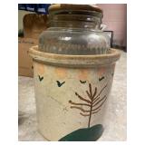 Crock , jar with wooden lid
