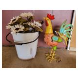 Metal chicken & bucket