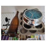 Clock, muffin pans, bottle and more