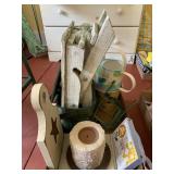 Metal buckets, candle holder, basket and more