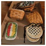 Small Longaberger baskets and miniature pottery