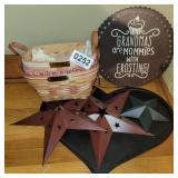 Metal wall art and baskets (not Longaberger)