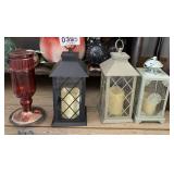 Metal lanterns, bird feeder and more
