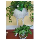 Plastic Wicker planter and artificial potted