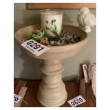 Ceramic small bird bath decor