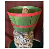 Misc playing cards, basket, and misc sea shells