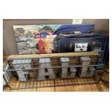 Picture, tray and Fall sign