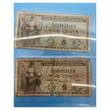 (2) WWII Military Payment Certificates