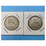 (2) 1951-D Franklin Silver Halves