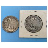 1942, 1943 Walking Liberty Silver Half Dollars