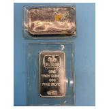 (2) One .999 Silver Troy Oz. Bars