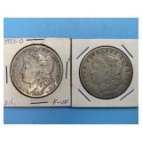 1901-O, 1921 Morgan SIlver Silver Dollars