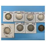 (8) Barber Silver Quarters