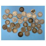 (32) Barber Silver Dimes