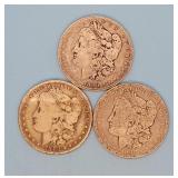 (3) 1883-O Morgan Dollars