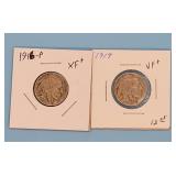 1916-P & 19-P Buffalo Nickels Full horn.......